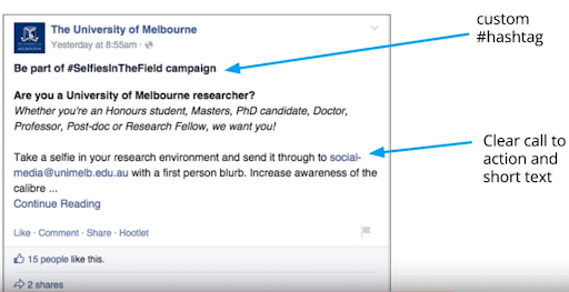 University of Melbourne Facebook post